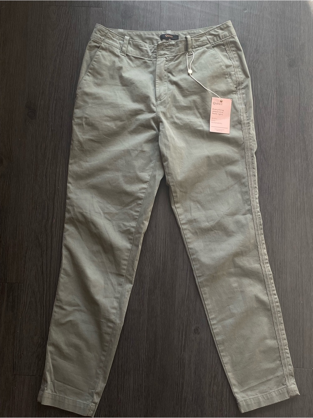 NWT Quince Stretch Cotton Twill Girlfriend Chino Olive Green Pants - Women’s 31